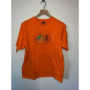 Bahamas Nassau Turtle Shirt Embrodery Orange 2000s M Medium Tee